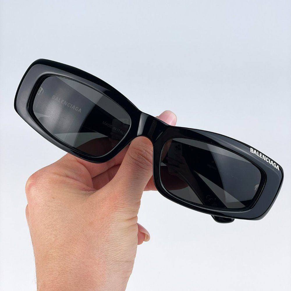 Balenciaga BB0266S 001 Sunglasses Black Grey Rectangle  Unisex - Picture 5 of 12